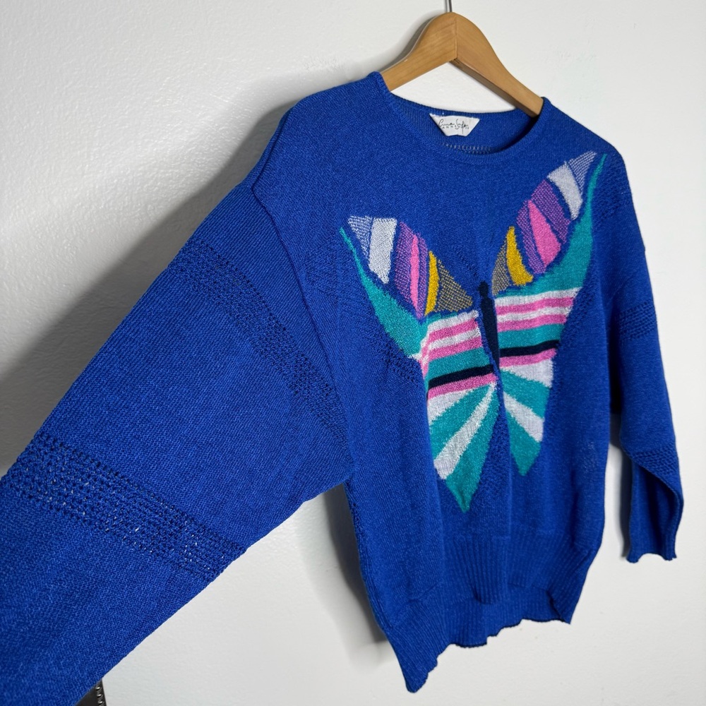 Anne Sufer Butterfly Colorful Blouse Top Sz S made in France - Picture 2 of 7